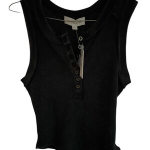 Hippie Rose Black Buttoned Tank Top